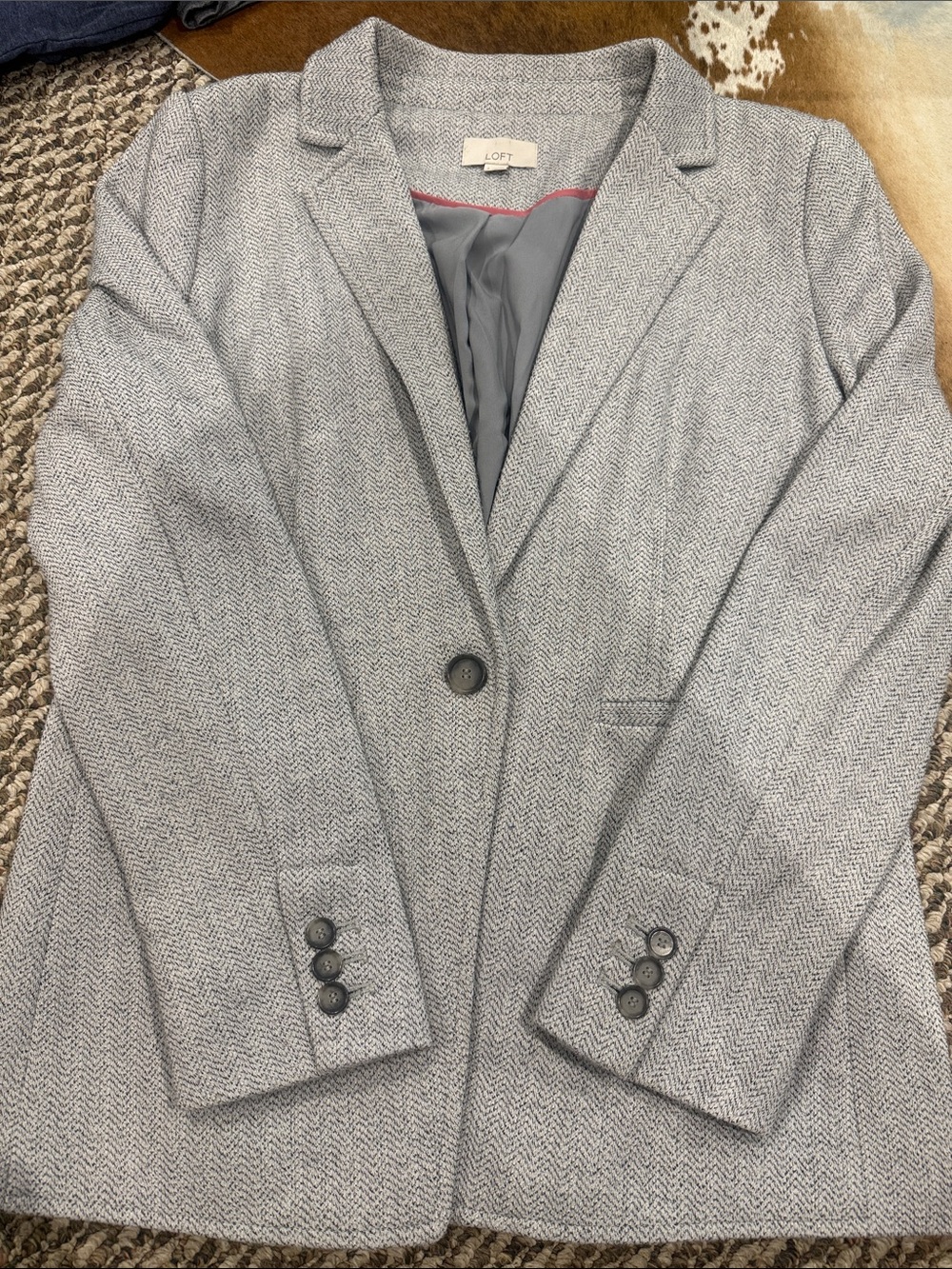 LOFT Light Gray Herringbone Women's Blazer